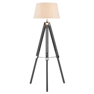 Adjustable Matt Grey and Silver with White Shade Tripod Floor Lamp SO'HOME