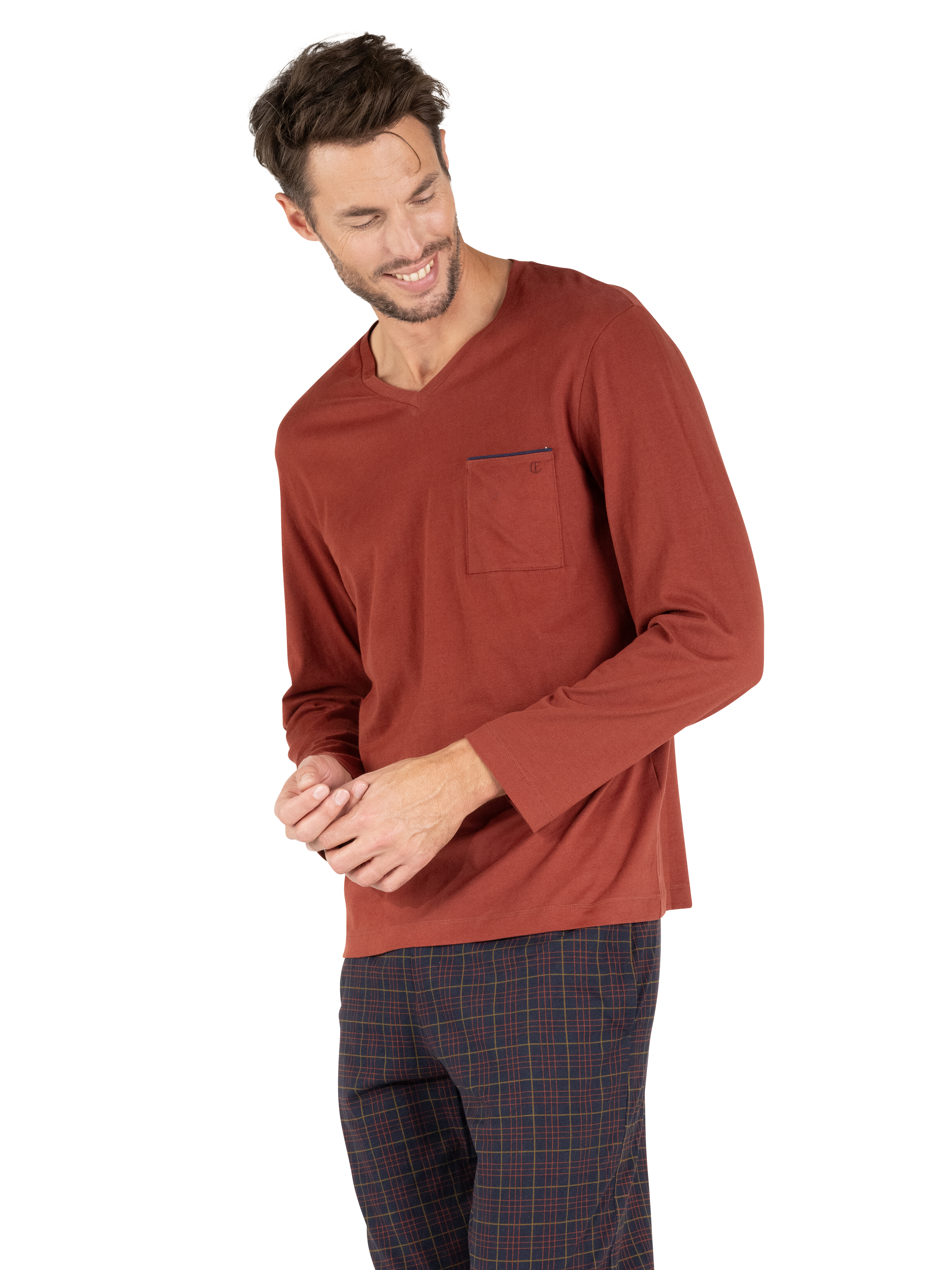 Pyjama long col V L'ECOSSAIS, EMINENCE