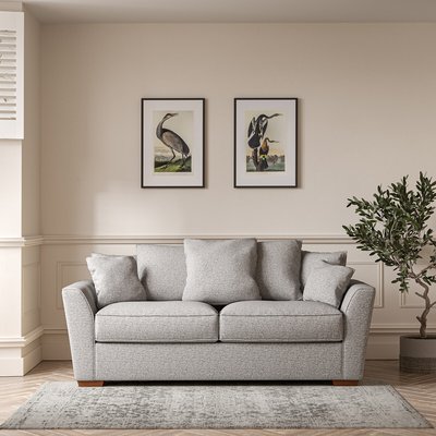Florence Scatterback Woven 3 Seater Sofa with Dark Brown Wood Legs SO'HOME
