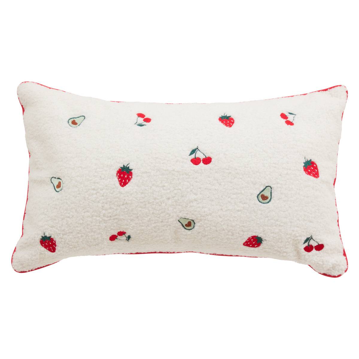 Coussin rectangulaire déhoussable en bouclette brodé fruits et légumes FRACI, ATMOSPHERA FOR KIDS