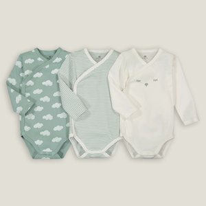Pack of 3 Newborn Bodysuits in Organic Cotton with Long Sleeves LA REDOUTE COLLECTIONS image