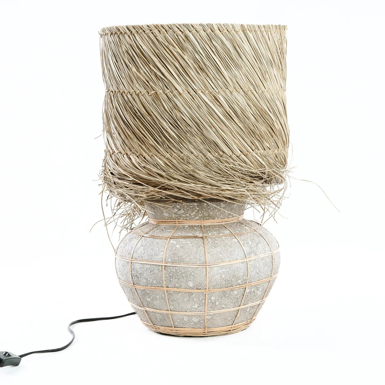 Lampe de table en terre cuite et herbe LIPSI, BAZAR BIZAR