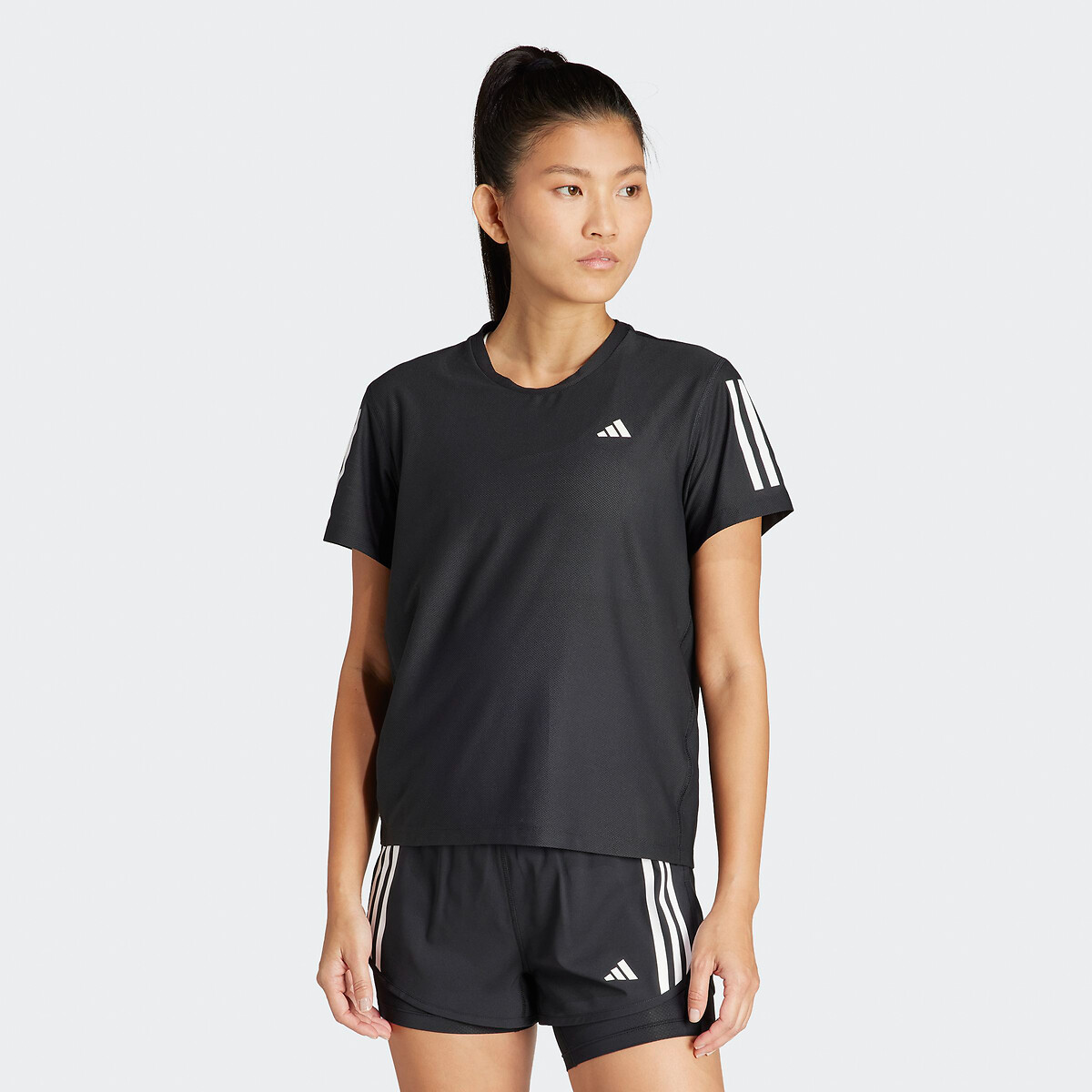 T shirt voor running own the run zwart Adidas Performance La Redoute