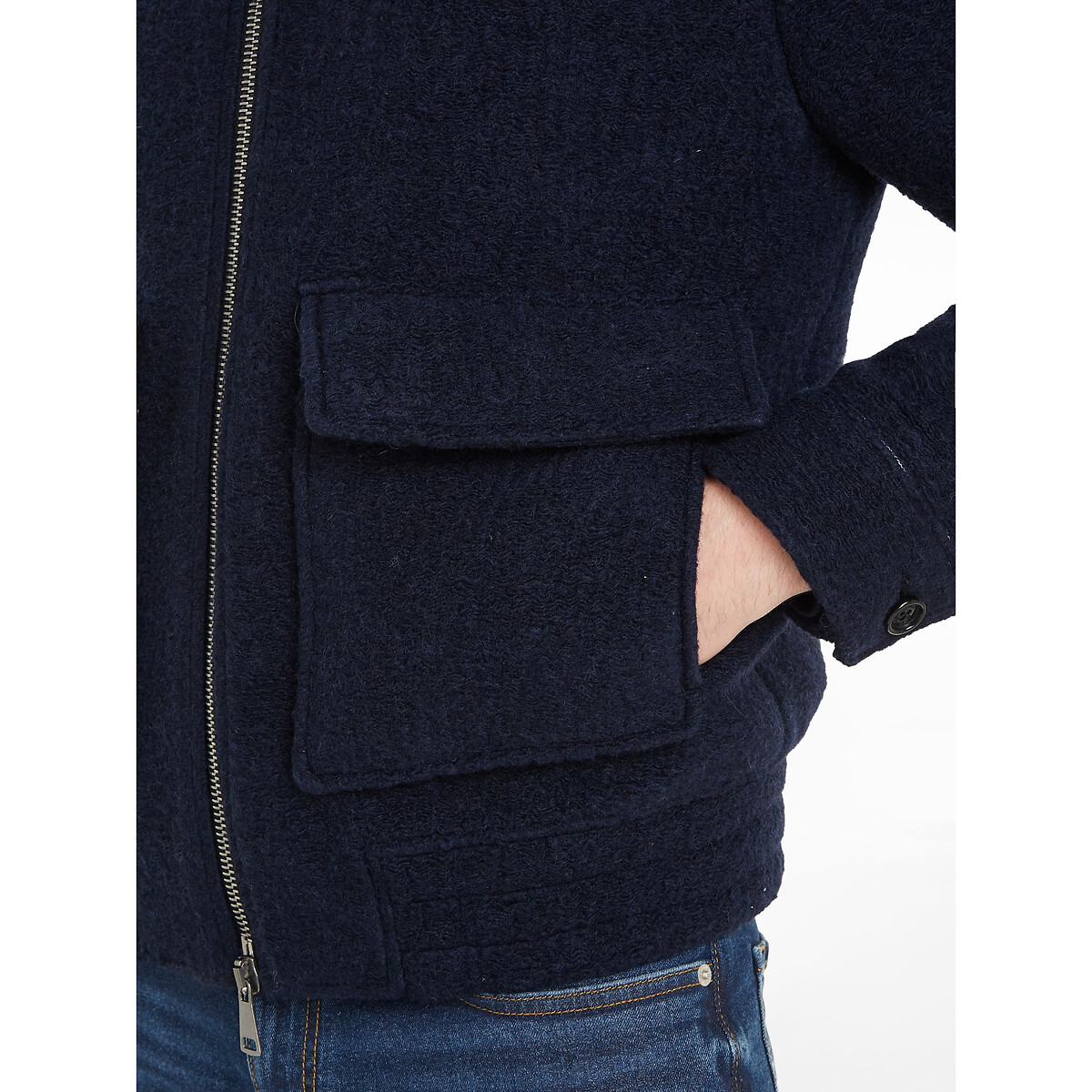 Wool jacket with borg collar navy blue Tommy Hilfiger La Redoute