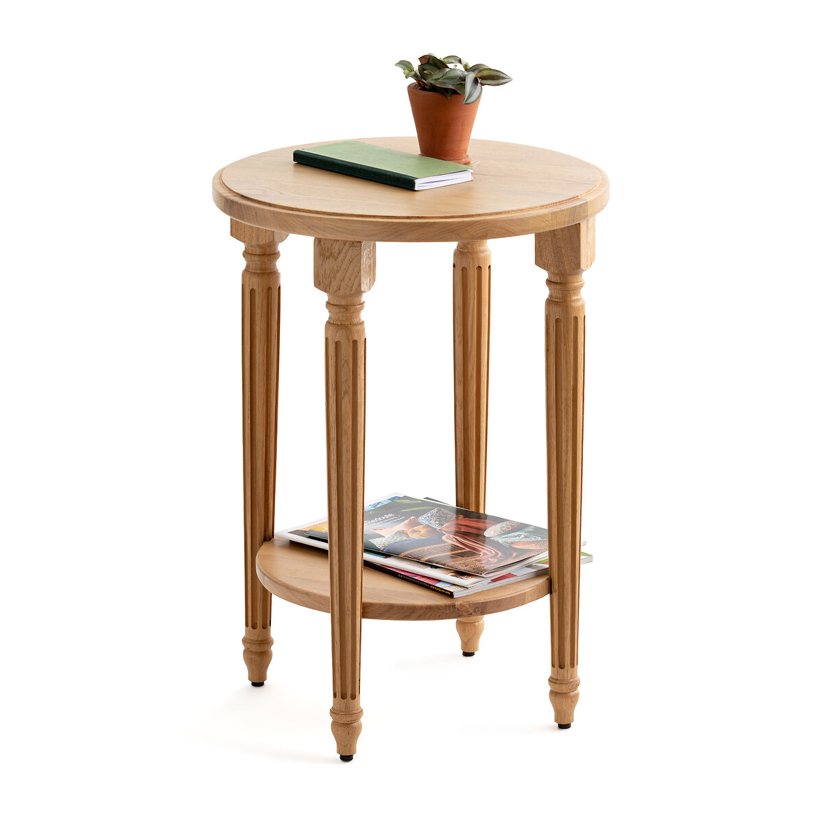 Baudry Round Solid Oak End Table