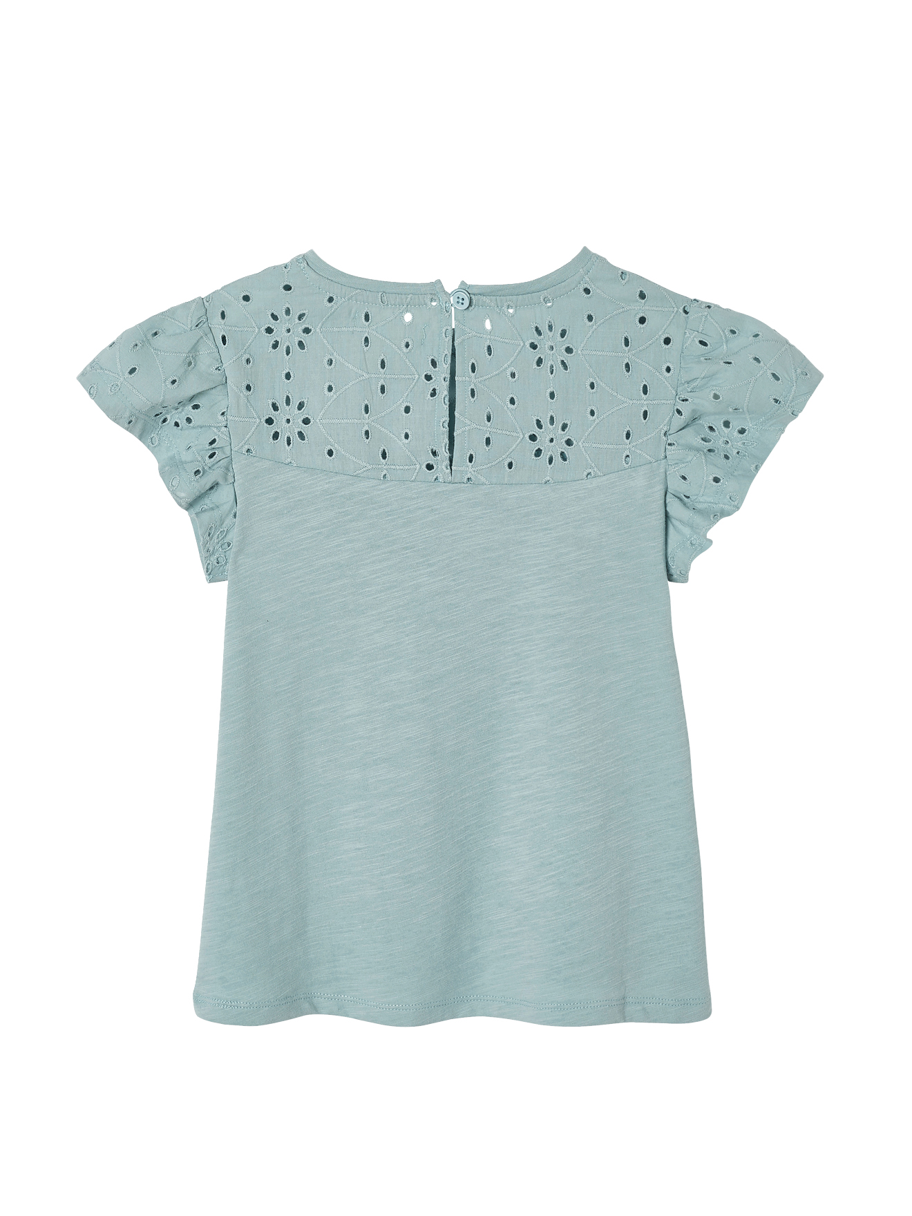 VERTBAUDET T-Shirt Fille Broderie Anglaise Manches Volants – Blanc Élégant Et Fantaisie 10 Ans