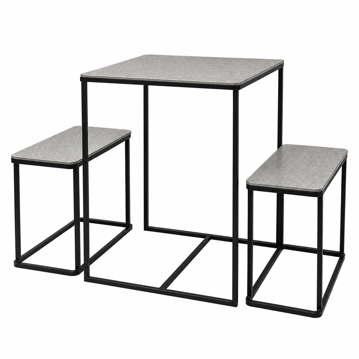 Table d'appoint avec 2 bancs en fer H75, SIA DECO