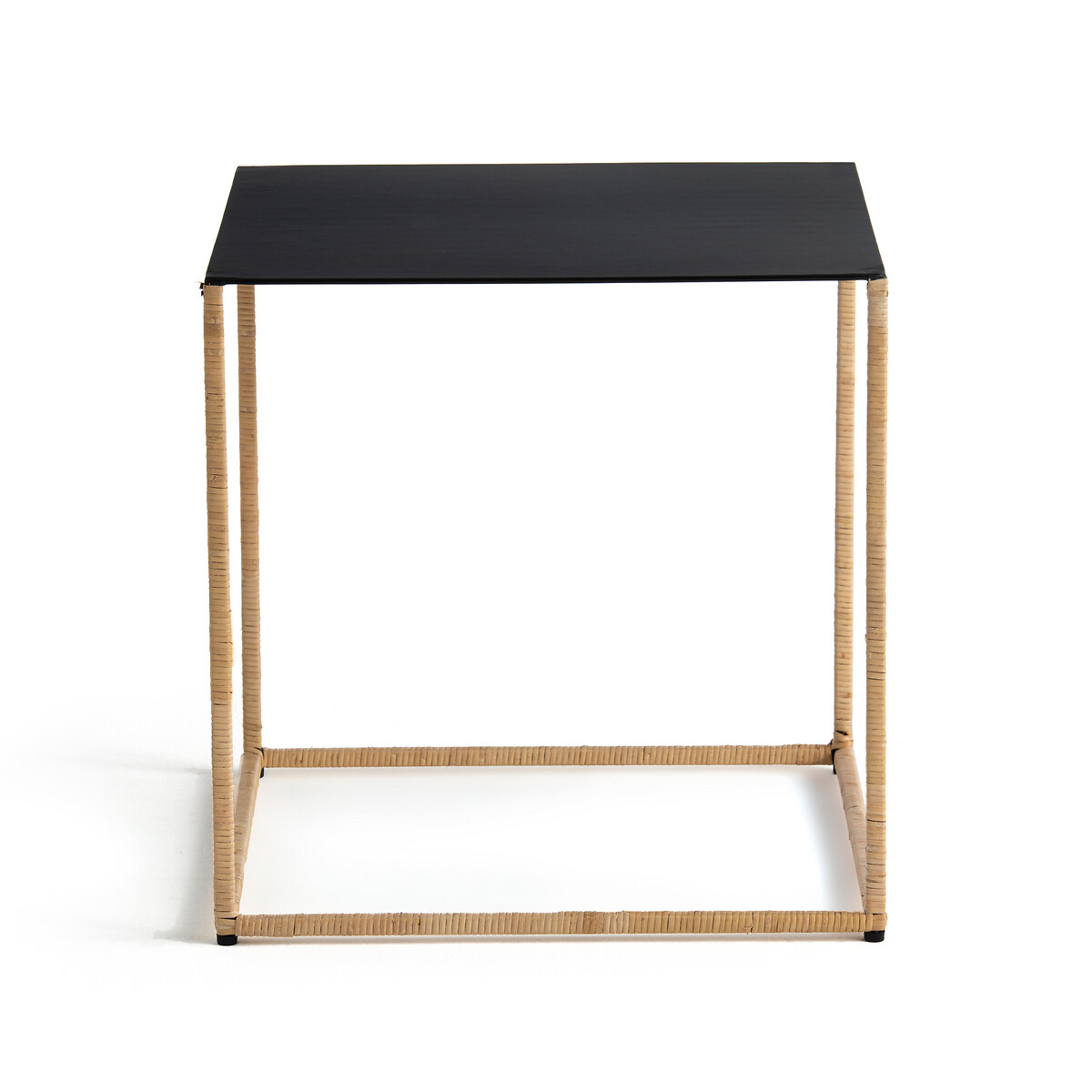 Product photograph of Romy Rattan Metal Side Table from La Redoute UK