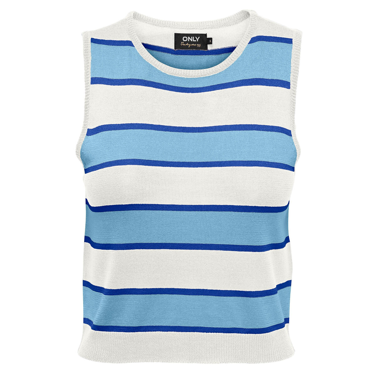Cropped Knitted Vest Top in Striped Print