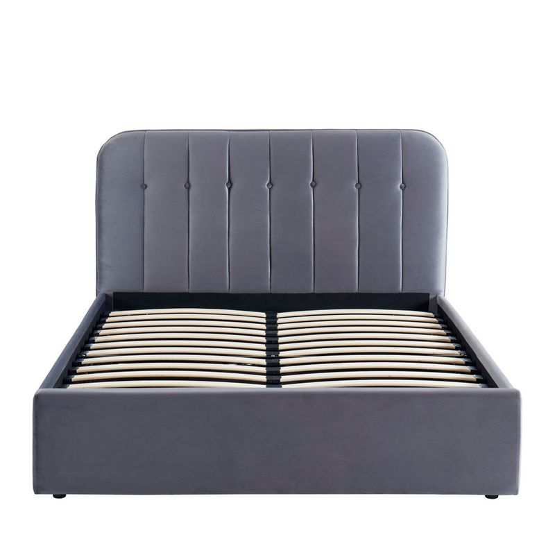 Lit Coffre 140x190cm Gris Sommier à Lattes AltoBuy Spoon