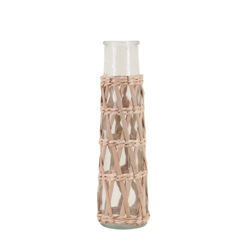 Vase rond en verre et fibres naturelles, H34cm, ORNAMI