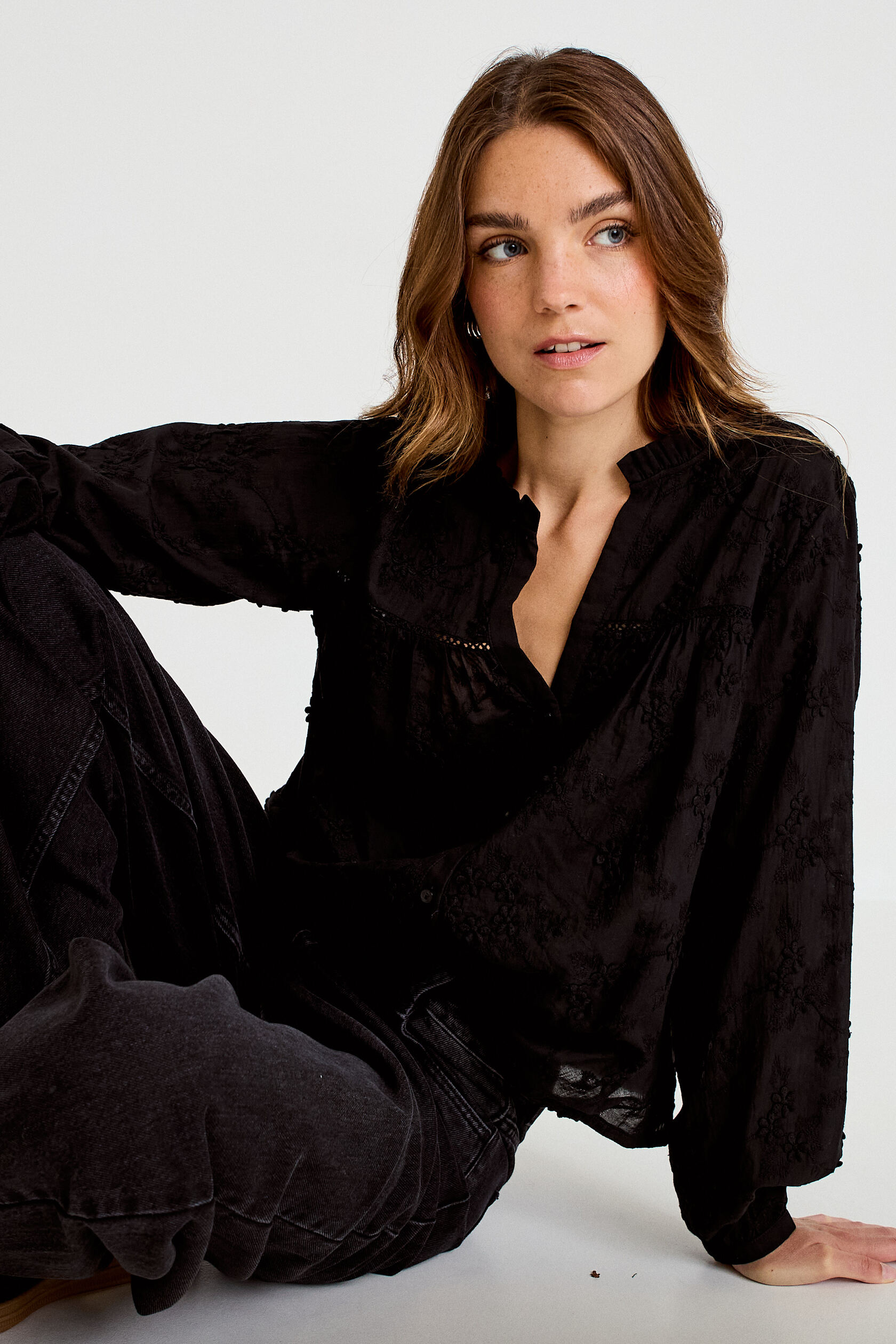 Blouse droite col rond manches longues, CACHE CACHE