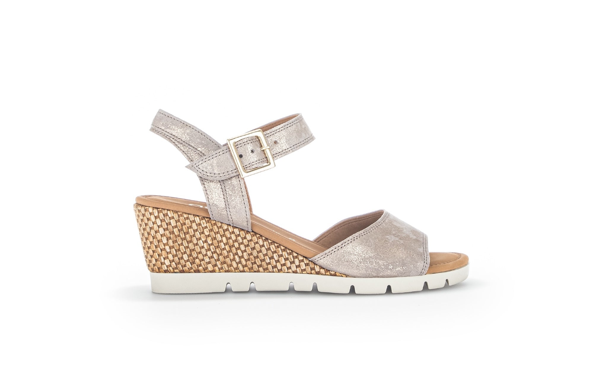 Sandales en cuir velours à talon compensé, GABOR