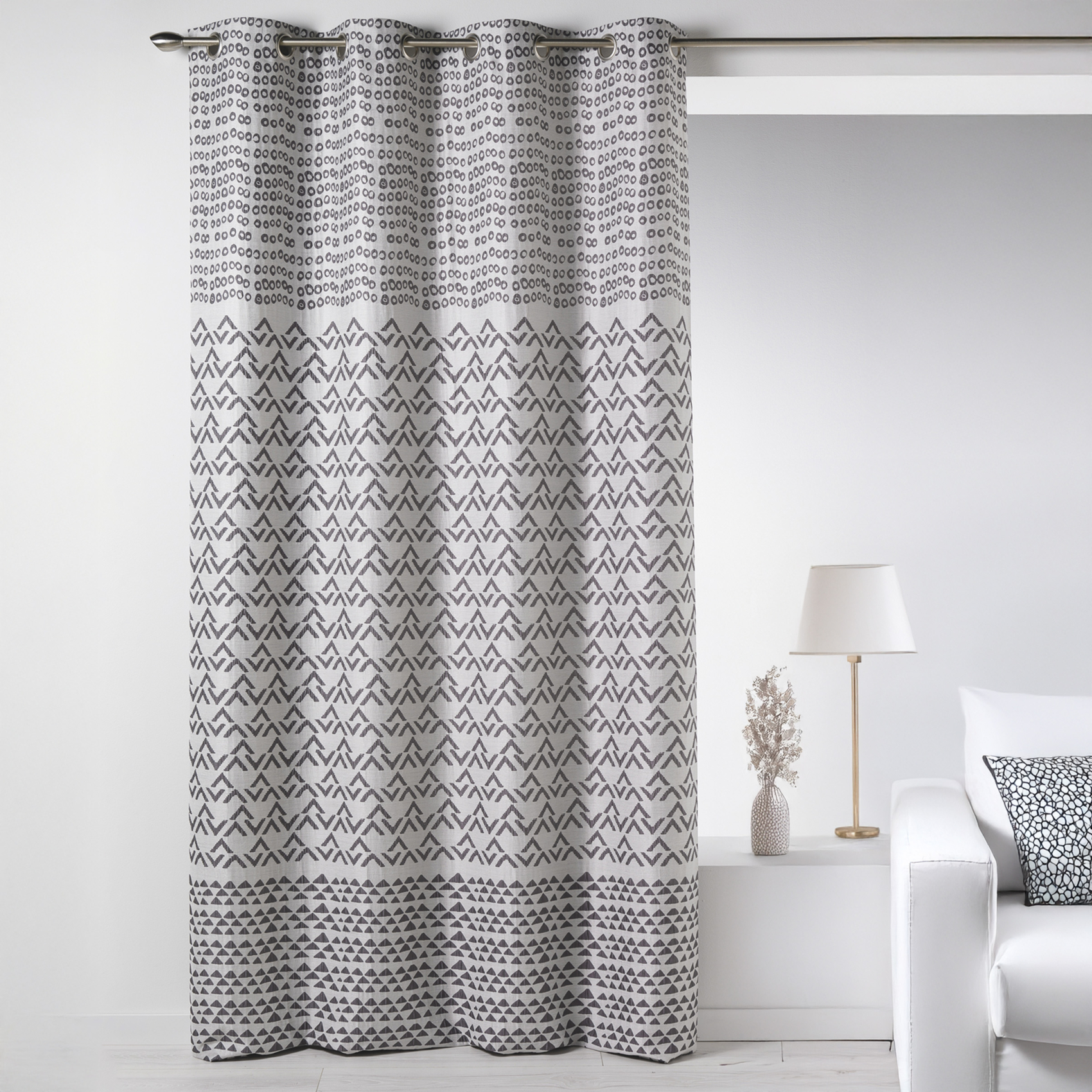 Rideau en jacquard aux motifs fantaisies, HOME MAISON