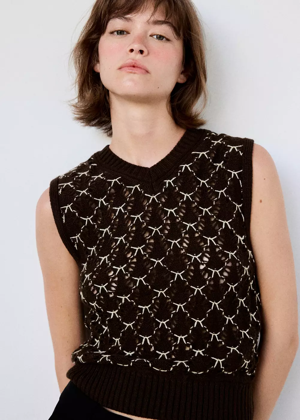 Gilet maille contraste, MANGO