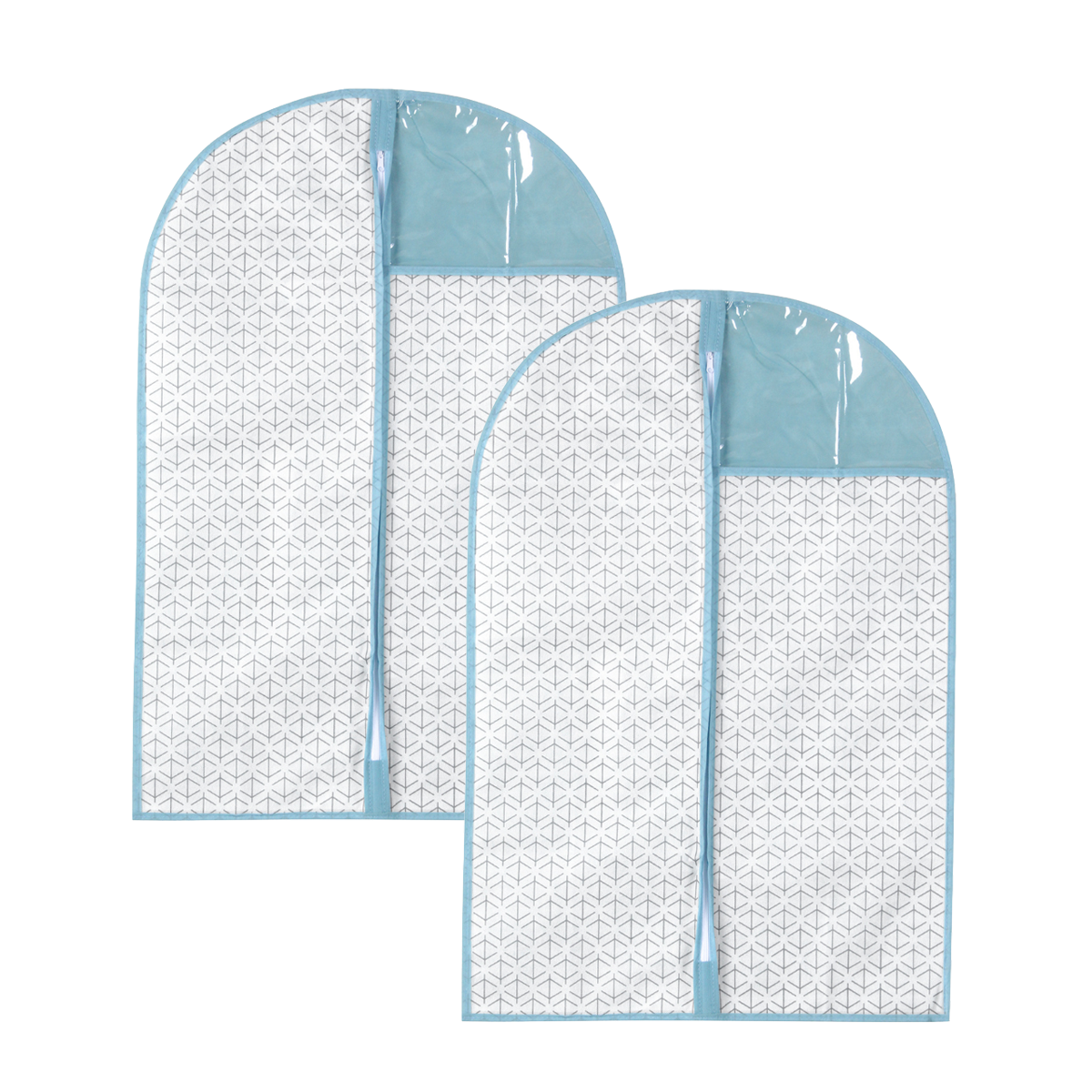 2 housses pour vêtement blanc et bleu - H90 cm, CALICOSY