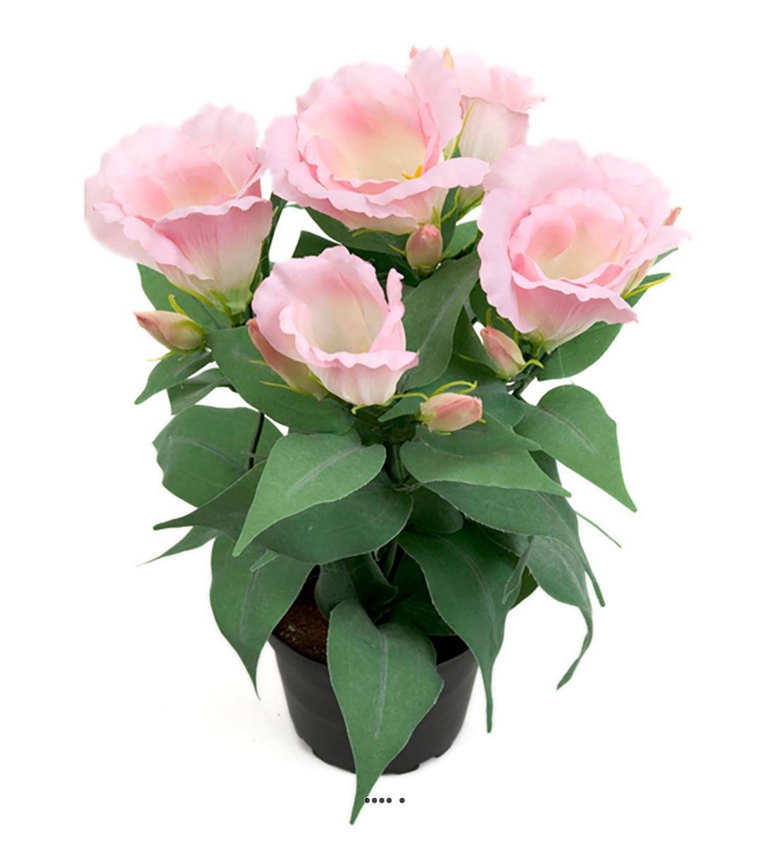 Eustoma artificiel en pot, 4 têtes de fleur, ARTIFICIELLES