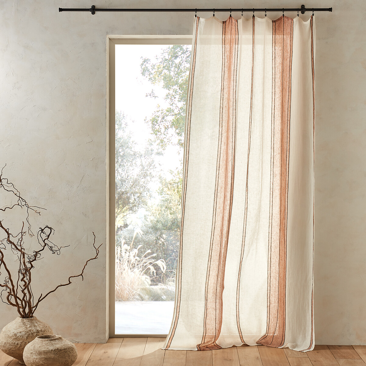 Mangilano Striped 100% Linen Curtain