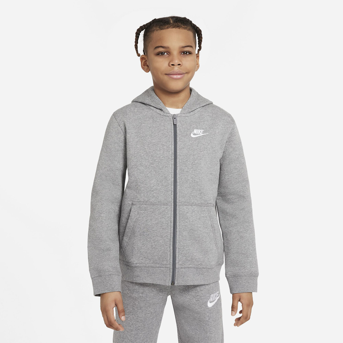 Image of Sportswear Cotton Mix Hoodie with Zip Fastening, 6-16 Years