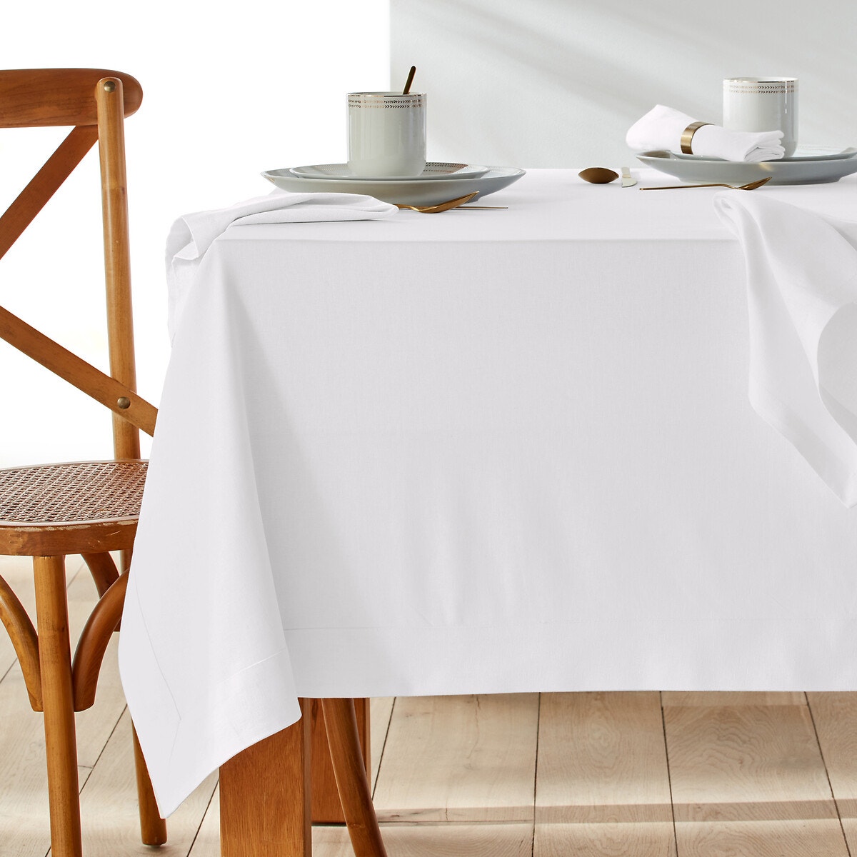 Protège table blanc rectangle 105x220 cm pas cher 