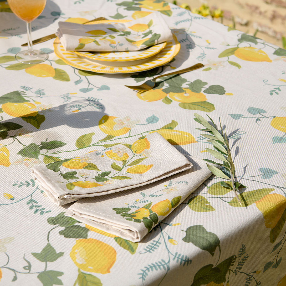 Lot de 2 serviettes de table - coton & polyester - Jardin d'agrumes, TRADITION DES VOSGES