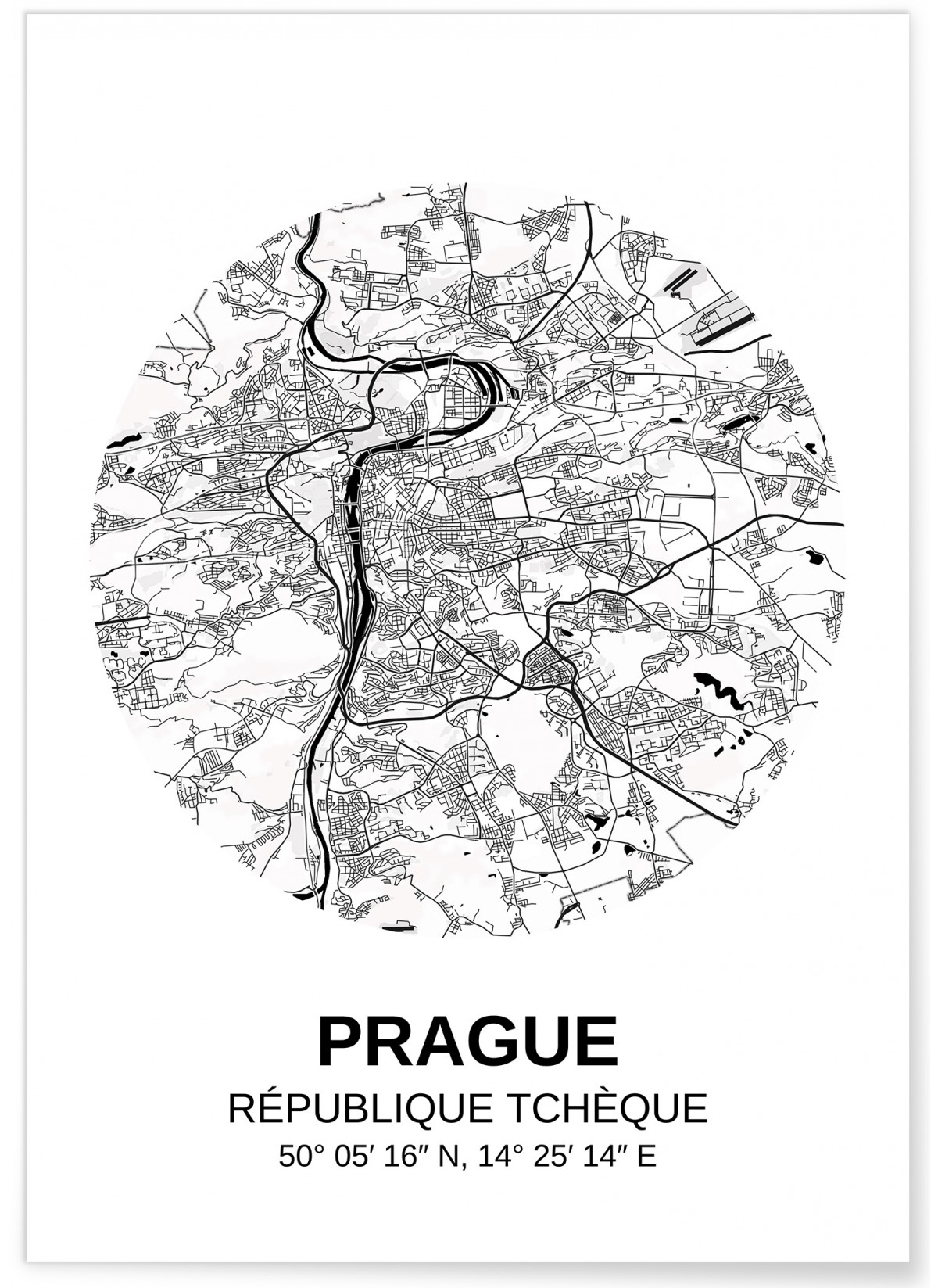 Affiche Carte Prague, L'AFFICHERIE