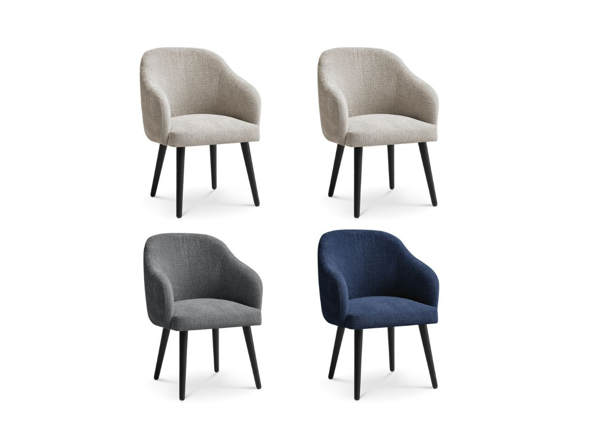Lot de 4 chaises tissu texturé, SOPHIE, BOBOCHIC