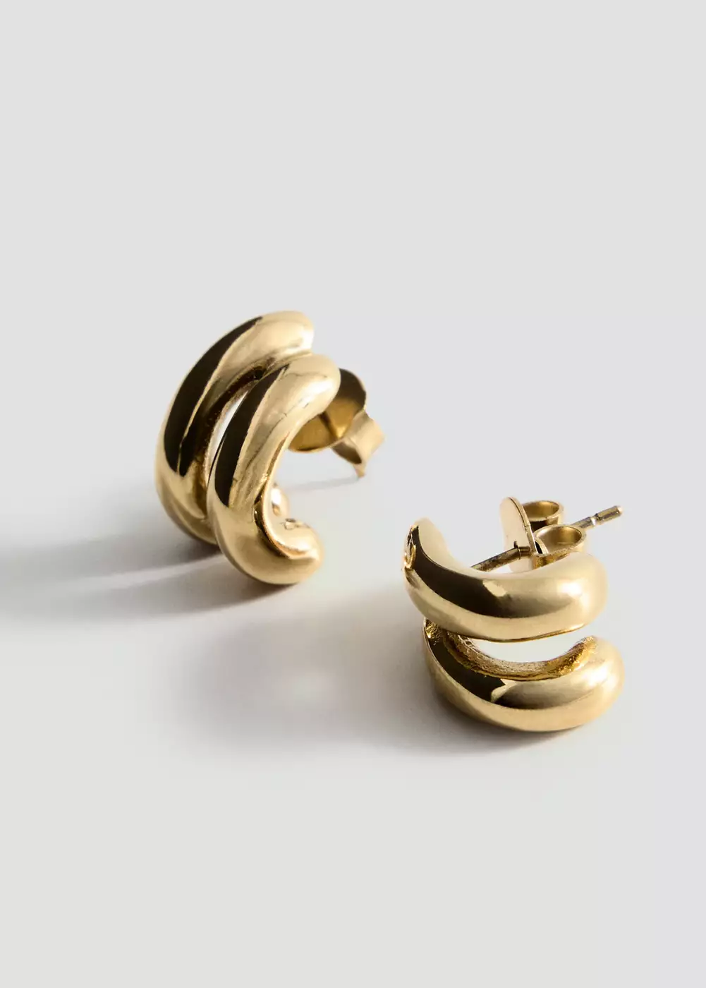 Boucles d'oreilles à double anneau en acier inoxydable, MANGO