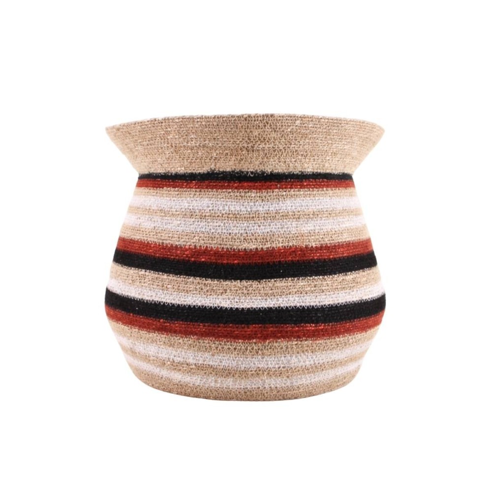 Panier amphore rayé en herbes marines 36x34cm, ORNAMI