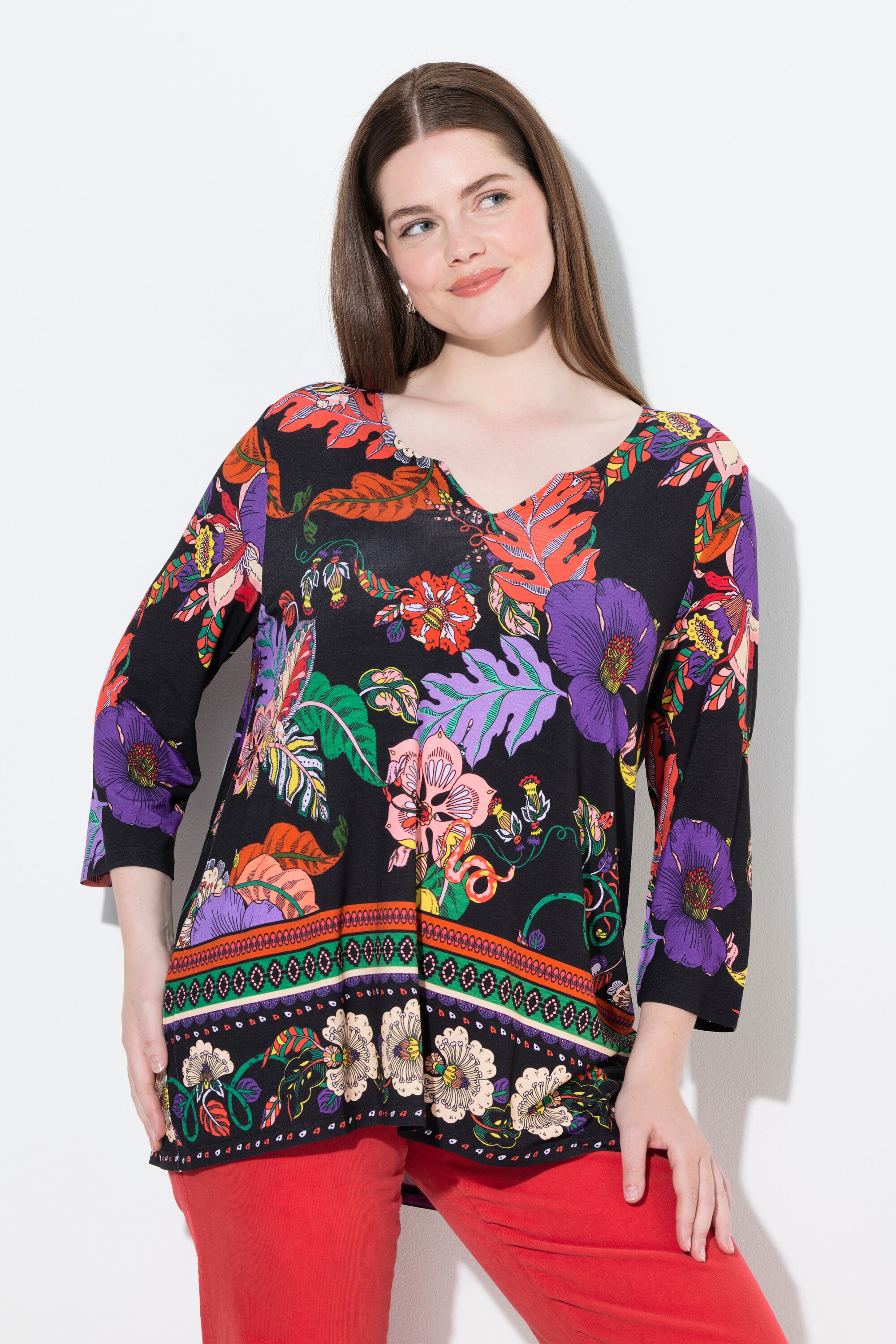 T-shirt col tunisien et manches 3/4, ULLA POPKEN