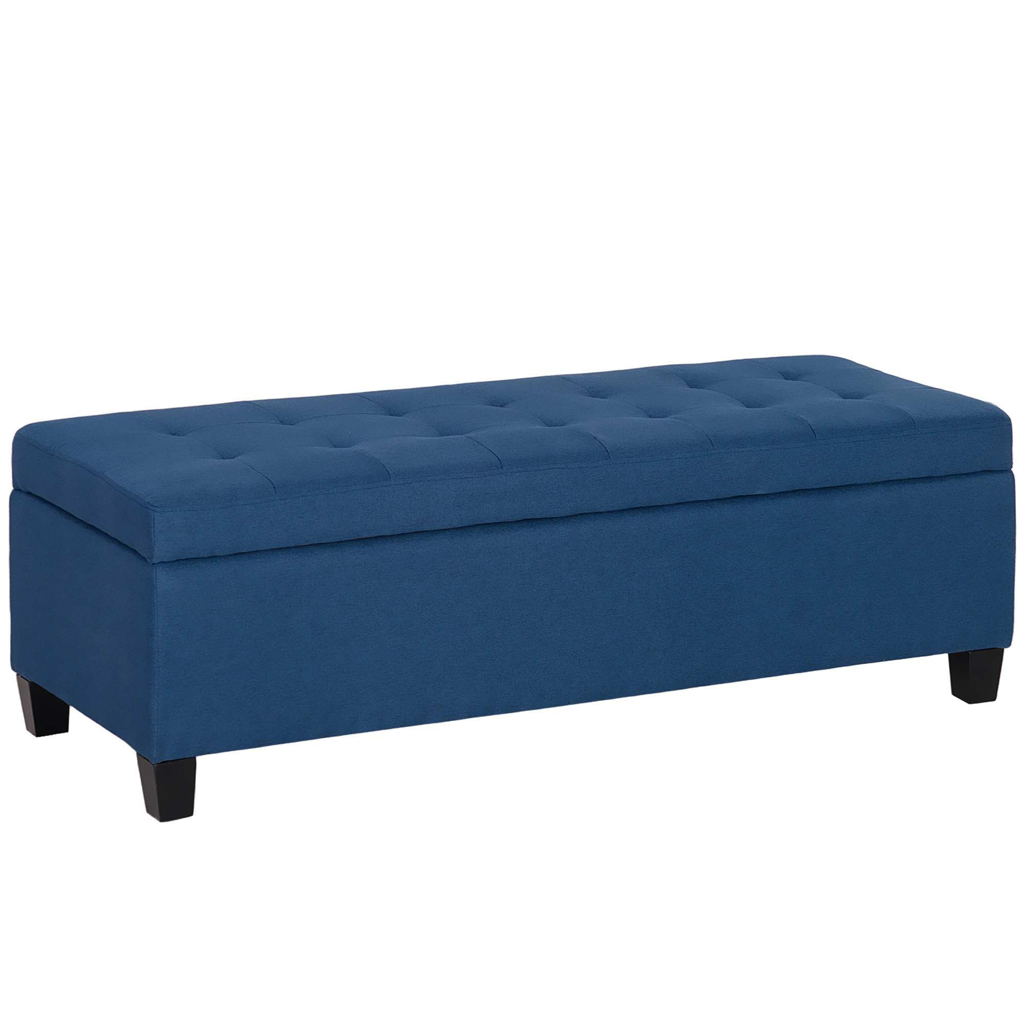 Pouf de rangement Polyester Bleu, HOMCOM