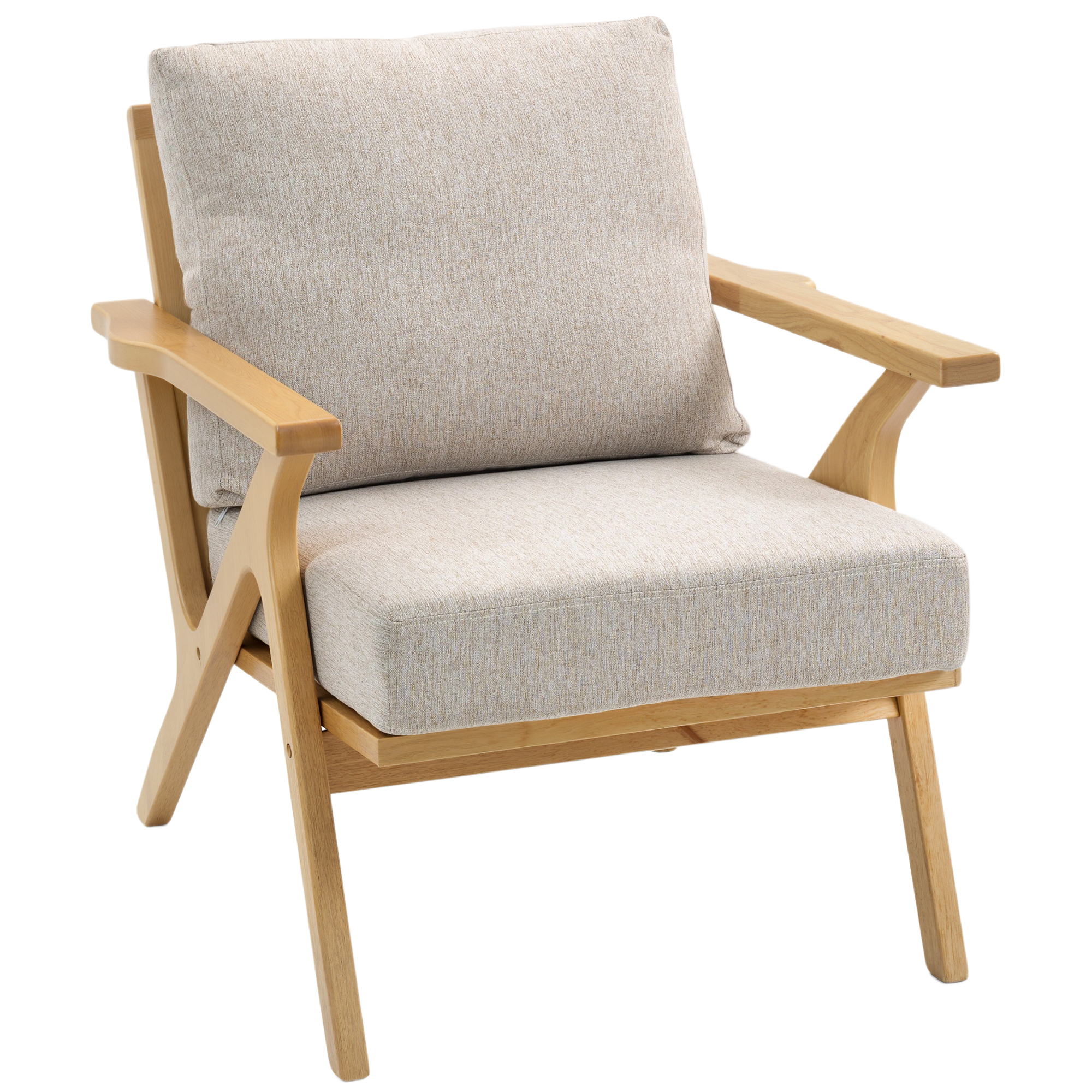 Accent Chair Lin (100% polyester) Beige, HOMCOM