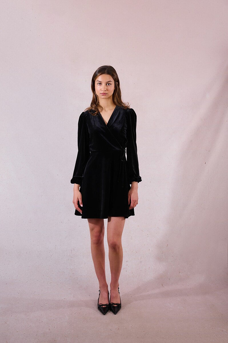 Velour Wrapover Dress, MOLLY BRACKEN