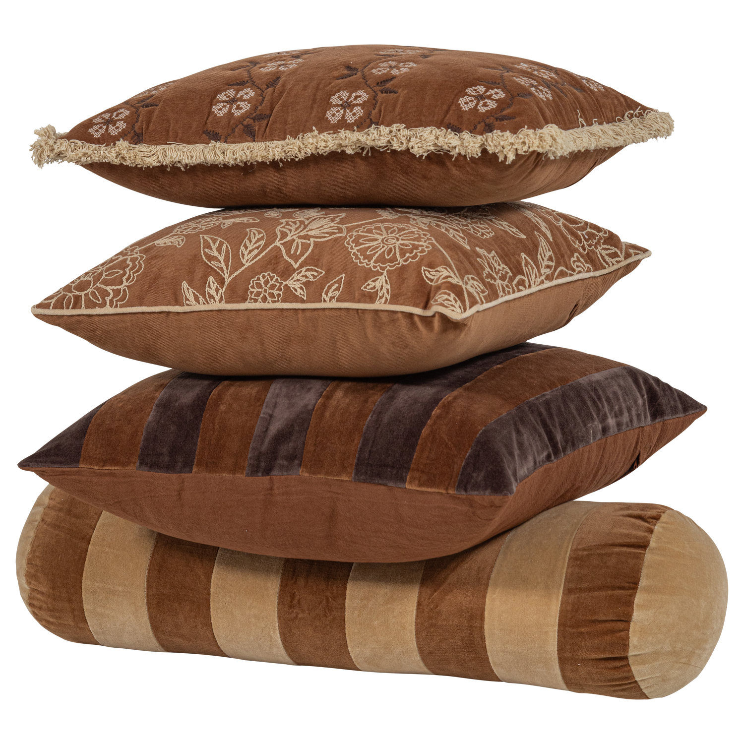 Lot de 4 coussins en coton RELA, WOOOD