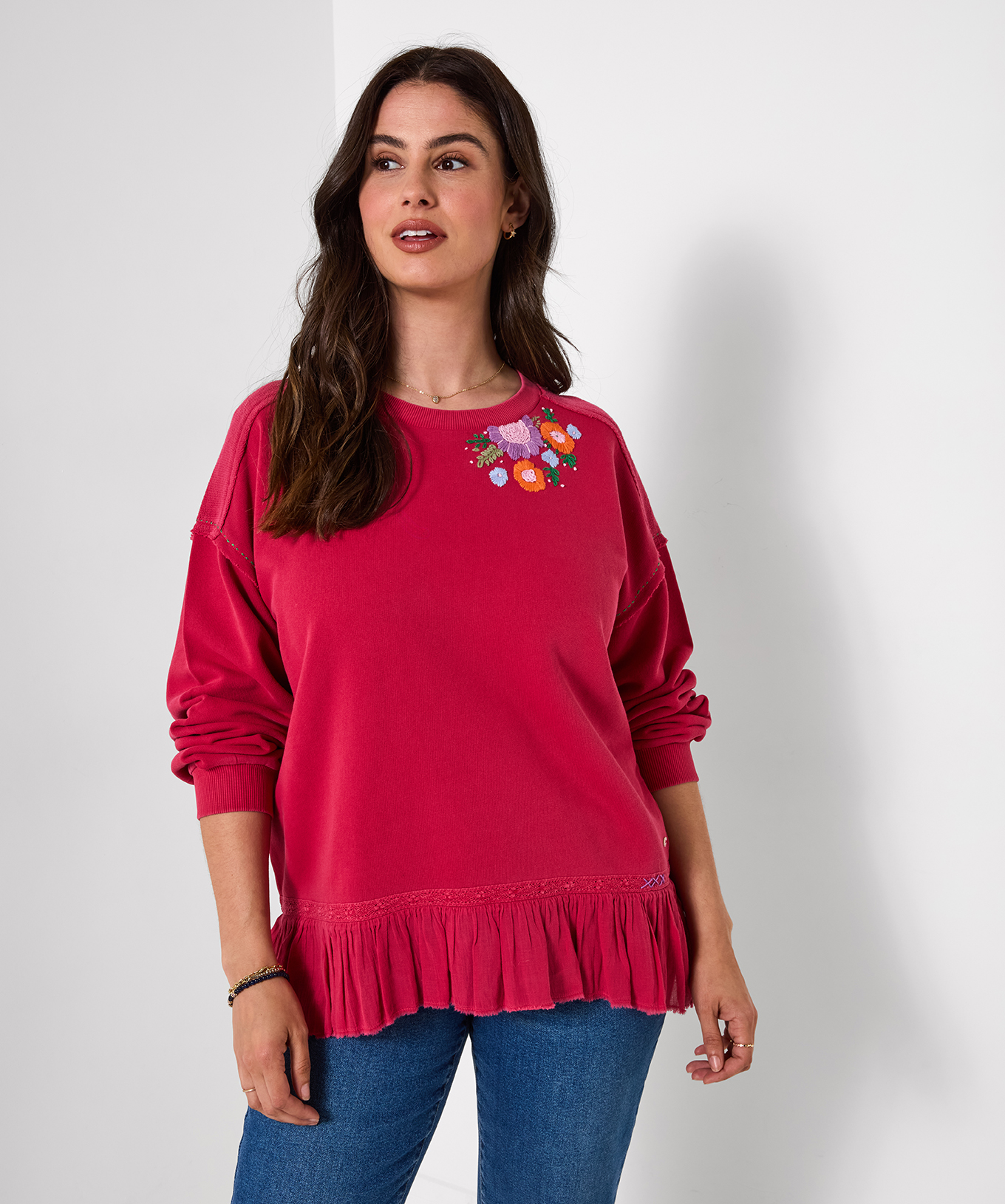 Sweat Brodé Fleuri à Ourlet Tissé Ellie, JOE BROWNS