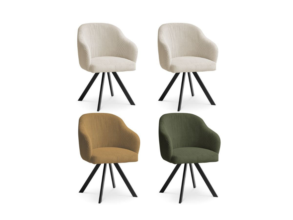 Lot de 4 chaises velours côtelé, SOPHIE, BOBOCHIC
