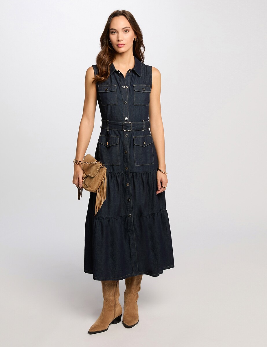 Robe longue droite en jean, MORGAN