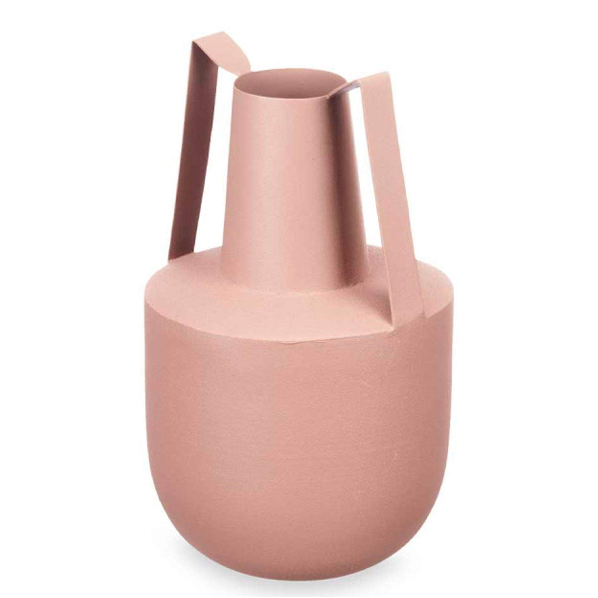 Vase acier double anse beige sable rosé pastel 14x22x32cm, WADIGA