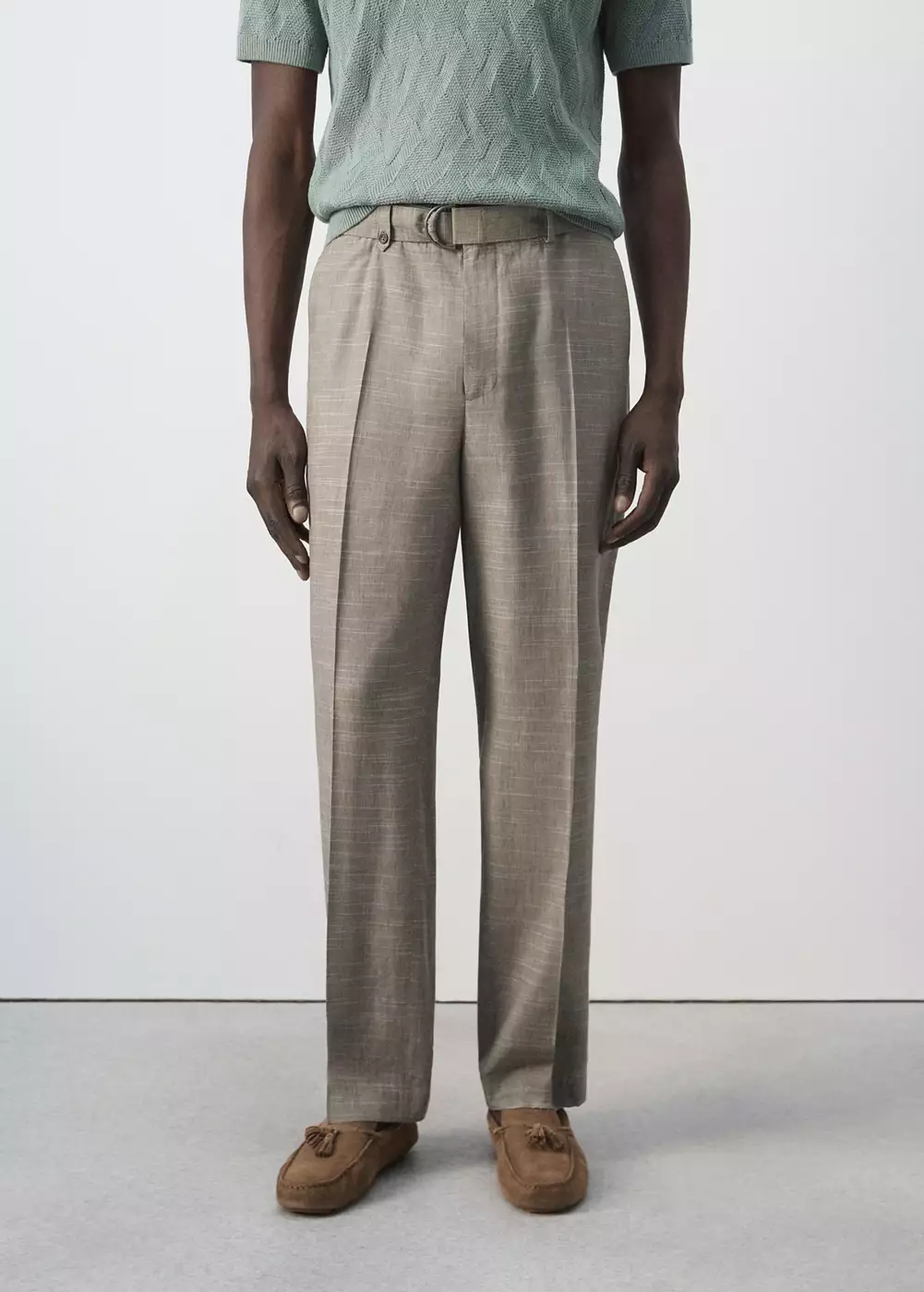 Pantalon mélange de lyocell et lin relaxed-fit, MANGO MAN