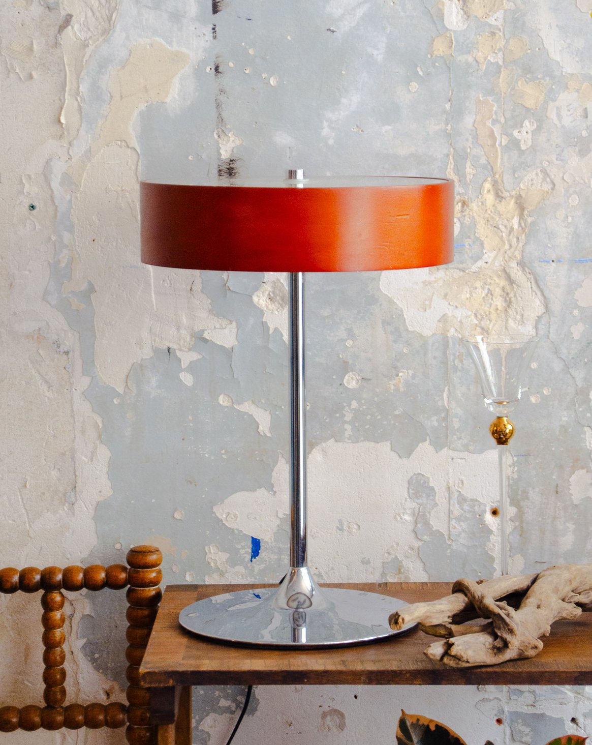 Lampe circulaire en bois Julia N°901 - Bon état, DEBONGOUT