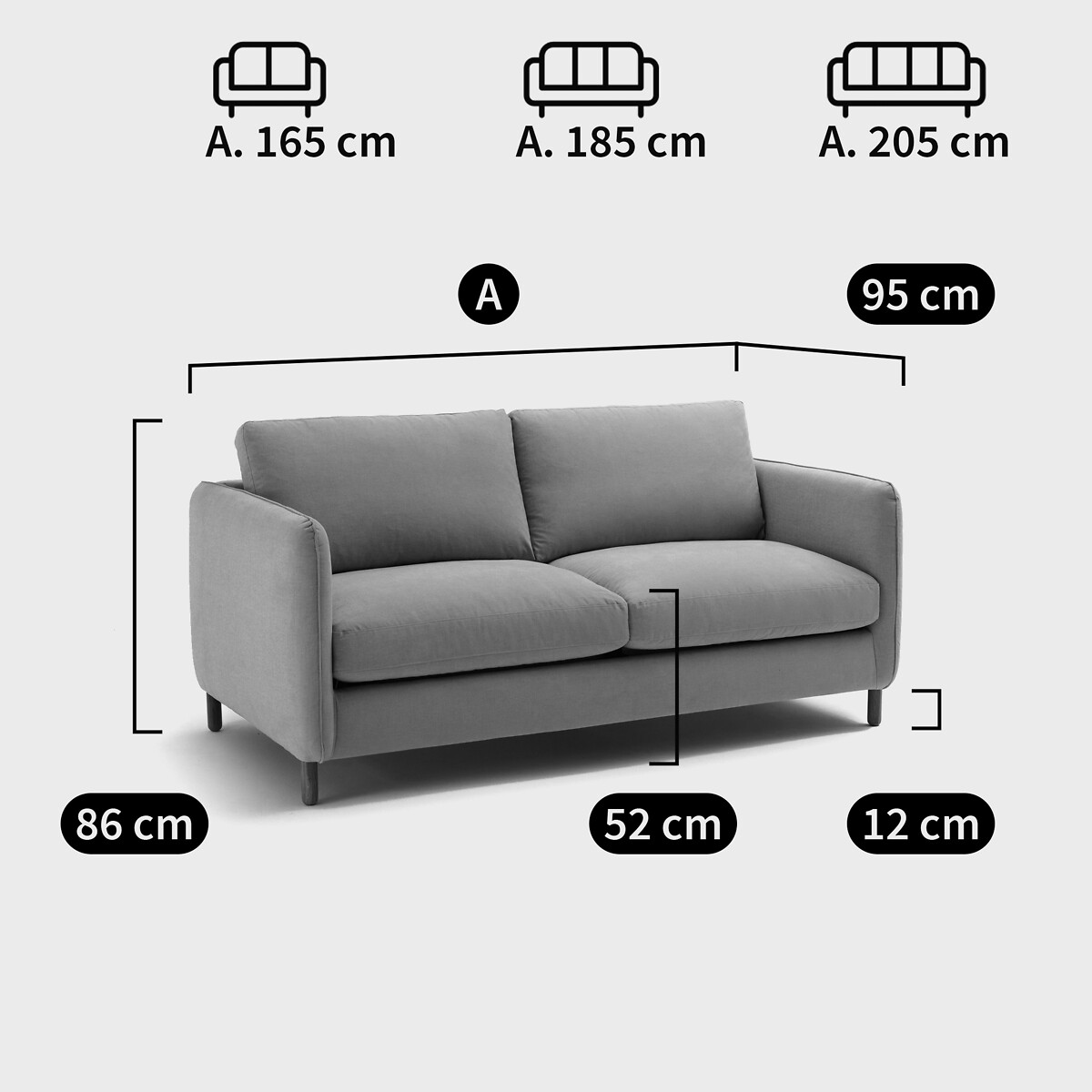 Sofa aus Baumwolle und Polyester, 2-, 3- oder 4-Sitzer Loméo