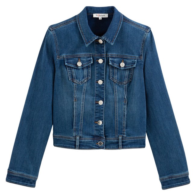 Short Buttoned Denim Jacket, denim/blue, MORGAN