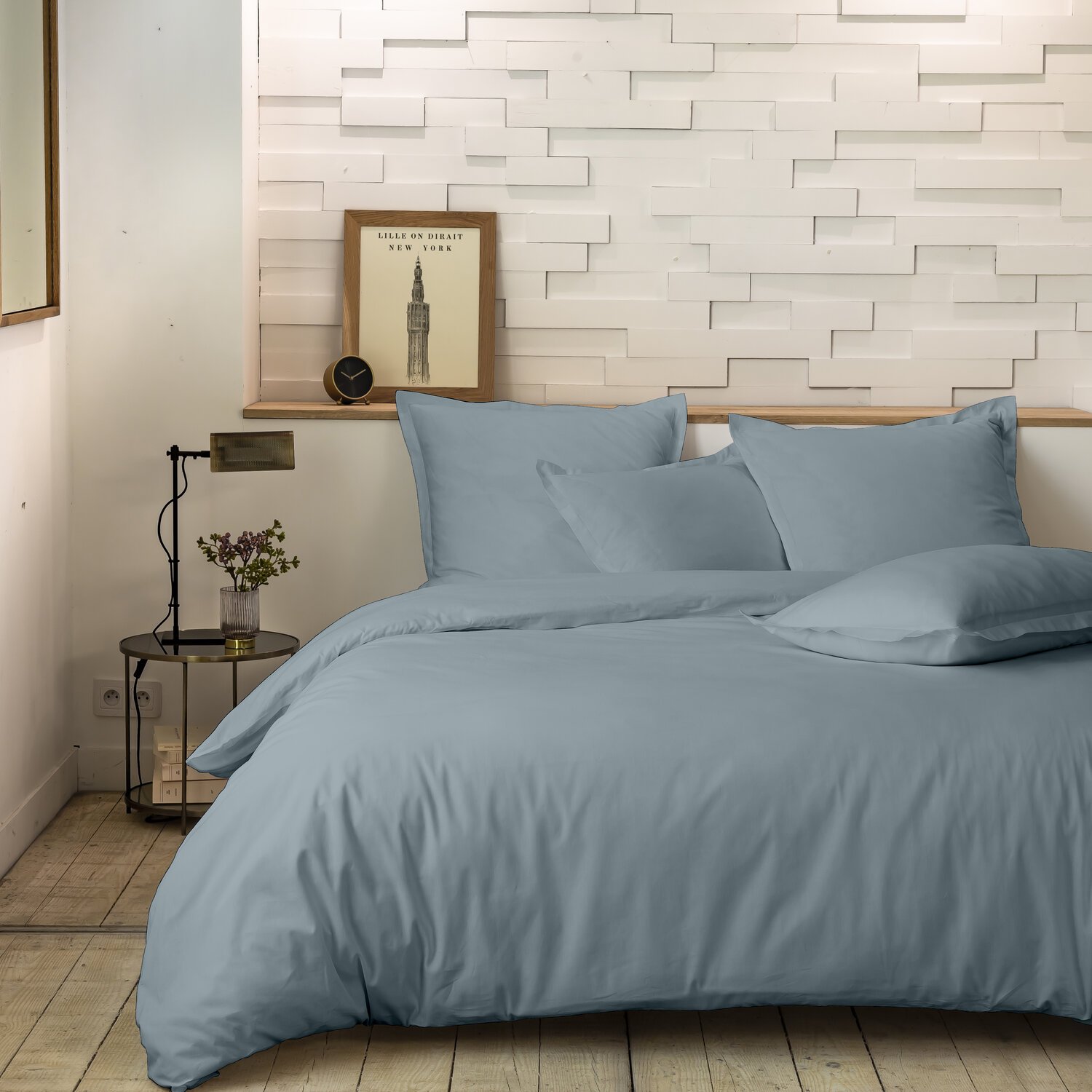 Parure housse de couette en percale de coton unie, MURA, C DESIGN HOME TEXTILE