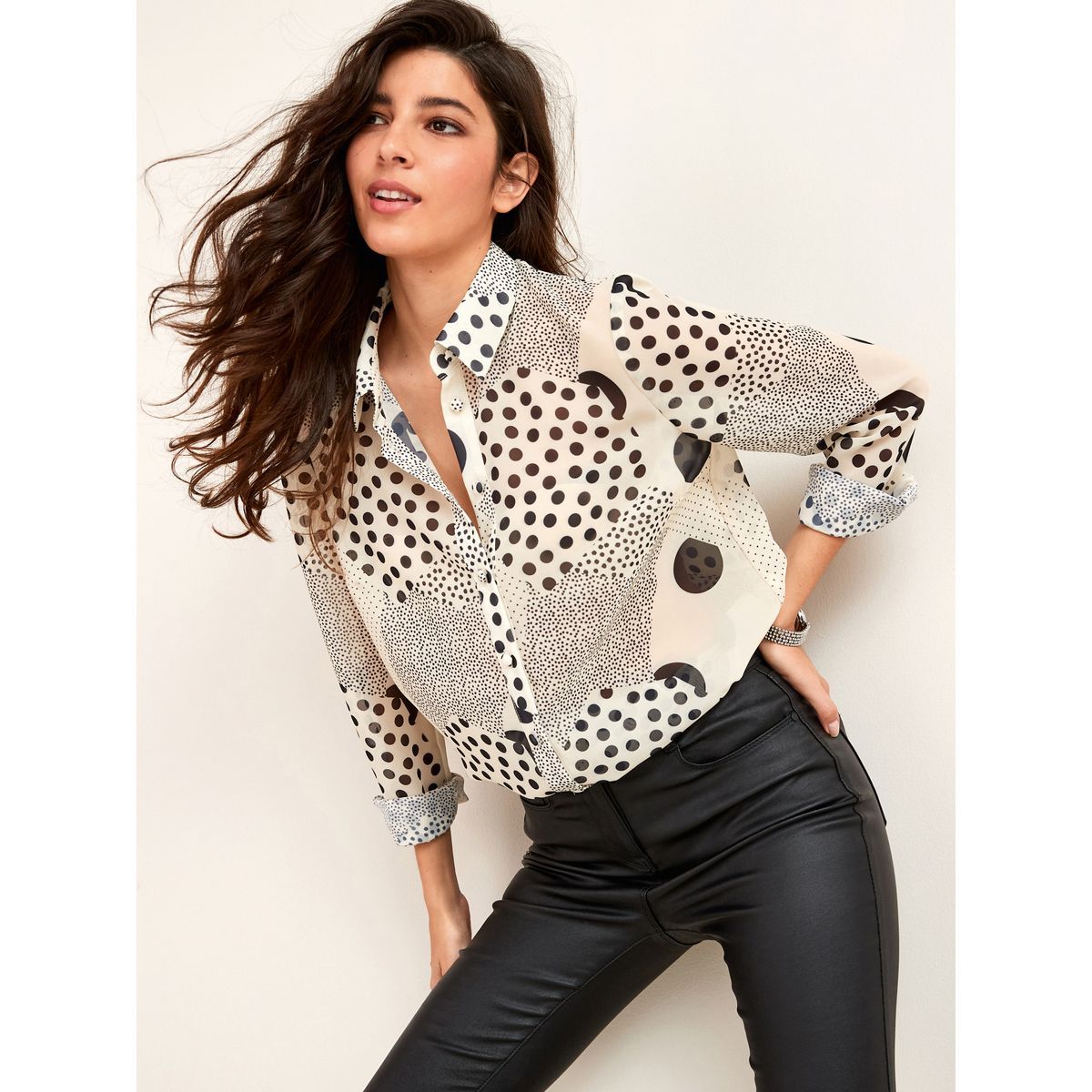 Chemisier a on sale pois transparent