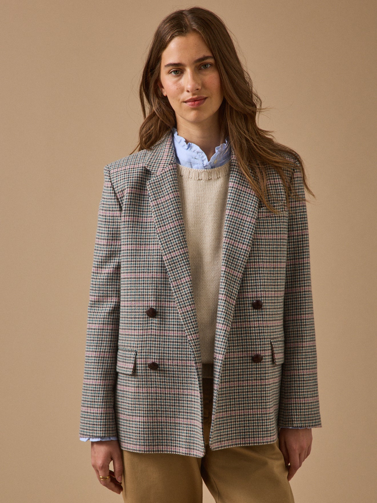 Veste blazer lainage pied-de-poule, CYRILLUS