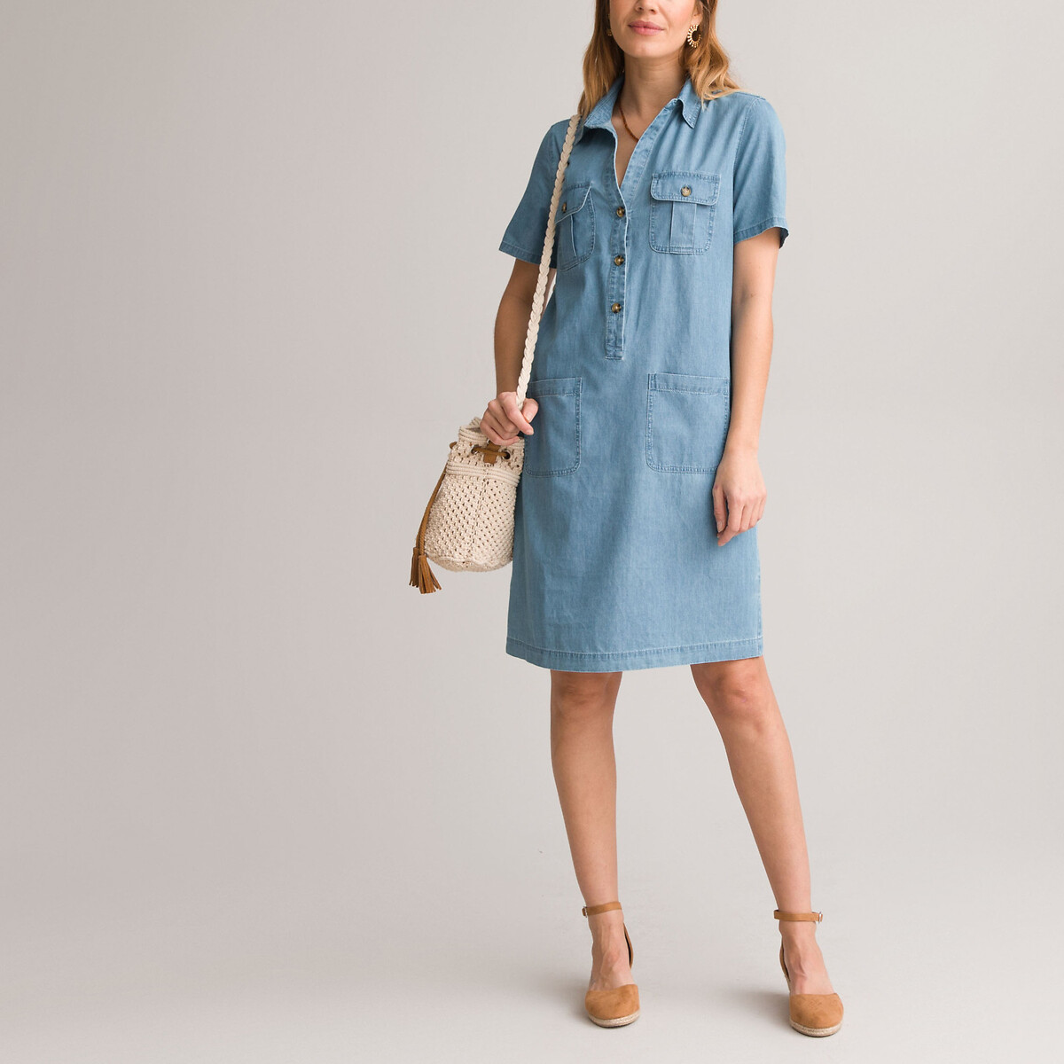 Short sleeve denim shirt on sale dress