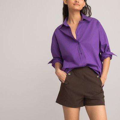 Les Signatures - Cotton Oversized Blouse with Long Sleeves LA REDOUTE COLLECTIONS