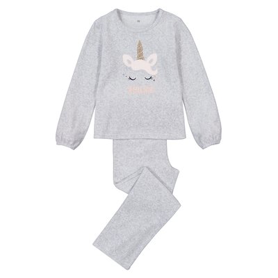 Velour Pyjamas with Unicorn Embroidery in Cotton Mix LA REDOUTE COLLECTIONS