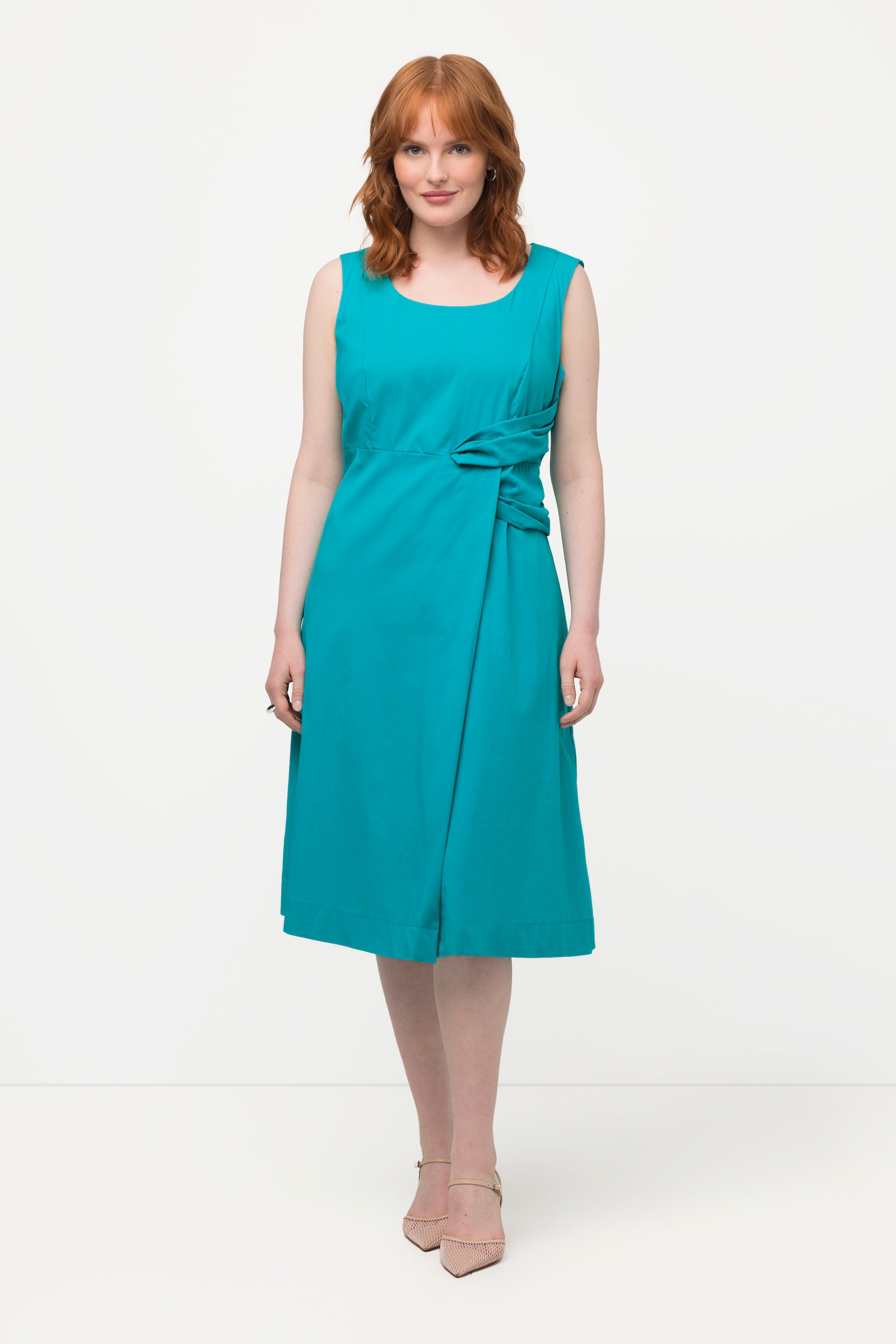 Robe sans manches à col V et drapé, ULLA POPKEN
