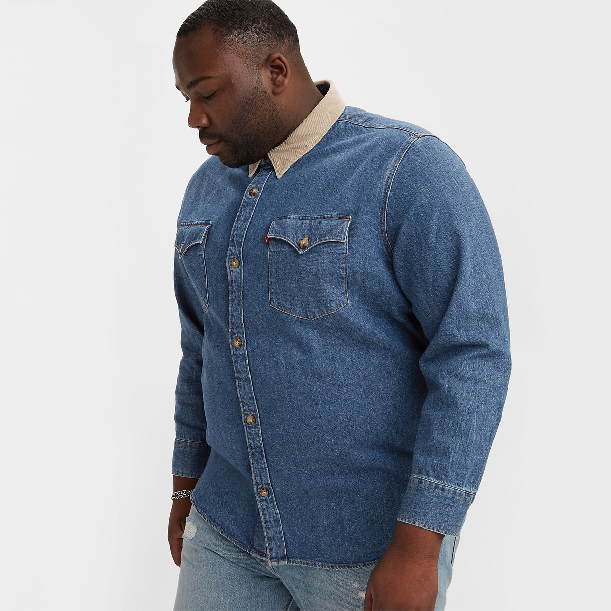 Big and tall western shirt in denim stonewashed Levis Big Tall